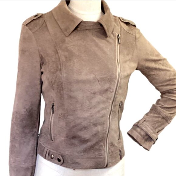 BNCI by blanc noir Faux Suede Moto Jacket Sz S  #56G - Picture 5 of 10